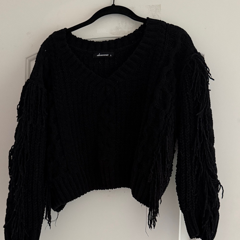 Olivaceous Black V-Neck Sweater